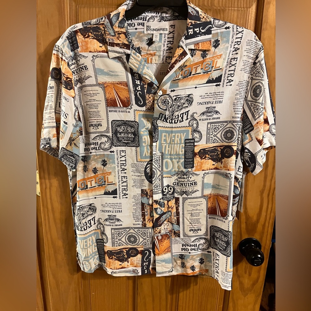 No Boundaries Men’s Route 66 Graphic Shirt Size Medium 38-40 Short Sleeve NWT